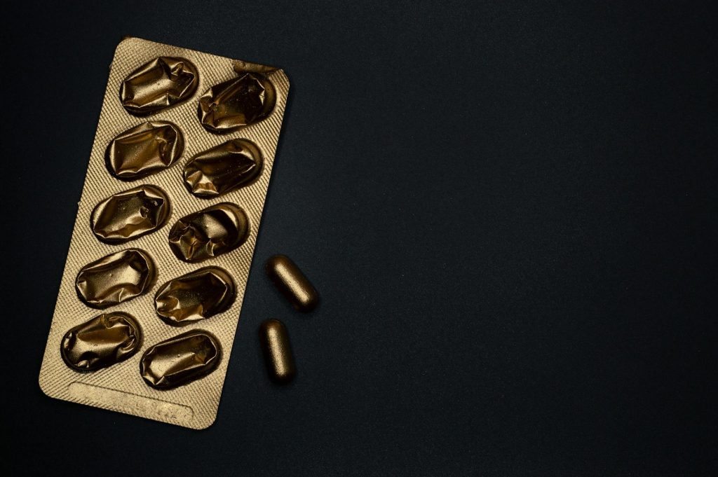 empty blister pack and capsules