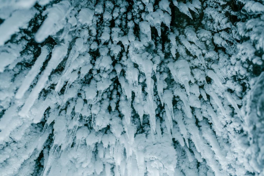 close up of icicles