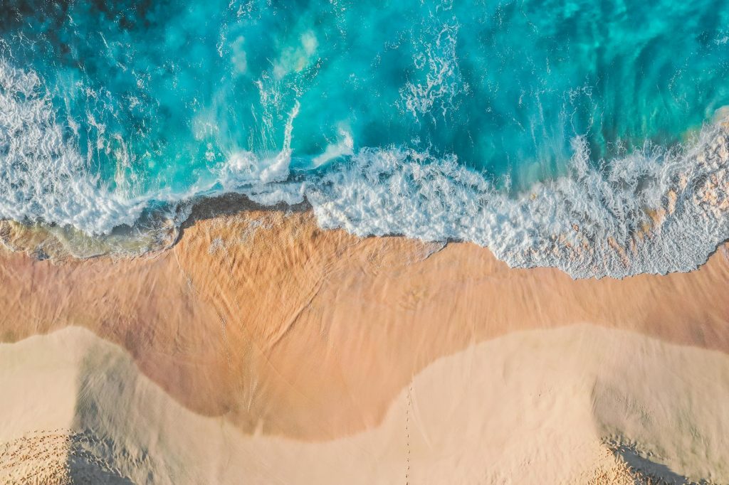 top view of sea shore